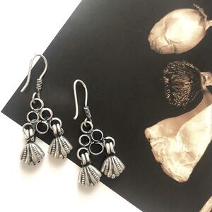 Vintage Sterling Silver Indian Drop Boho Earrings